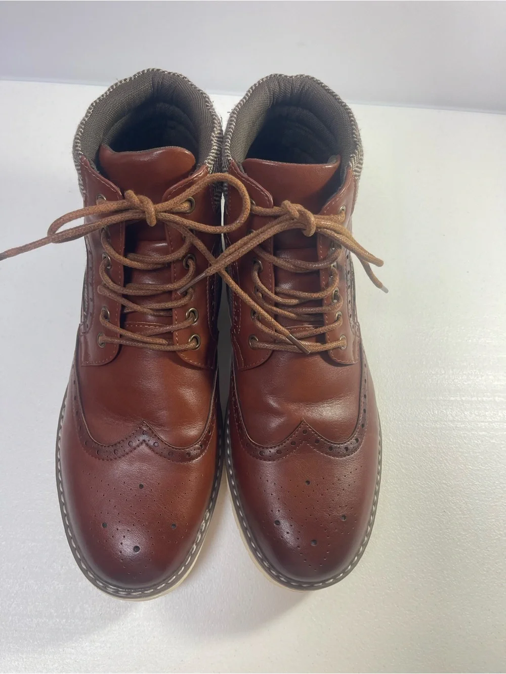 Vostey Brown Leather Chukka Wingtip Boots